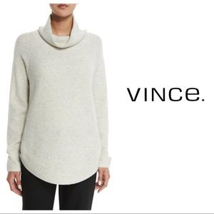 Vince Side Zip Ribbed Turtleneck Sweater